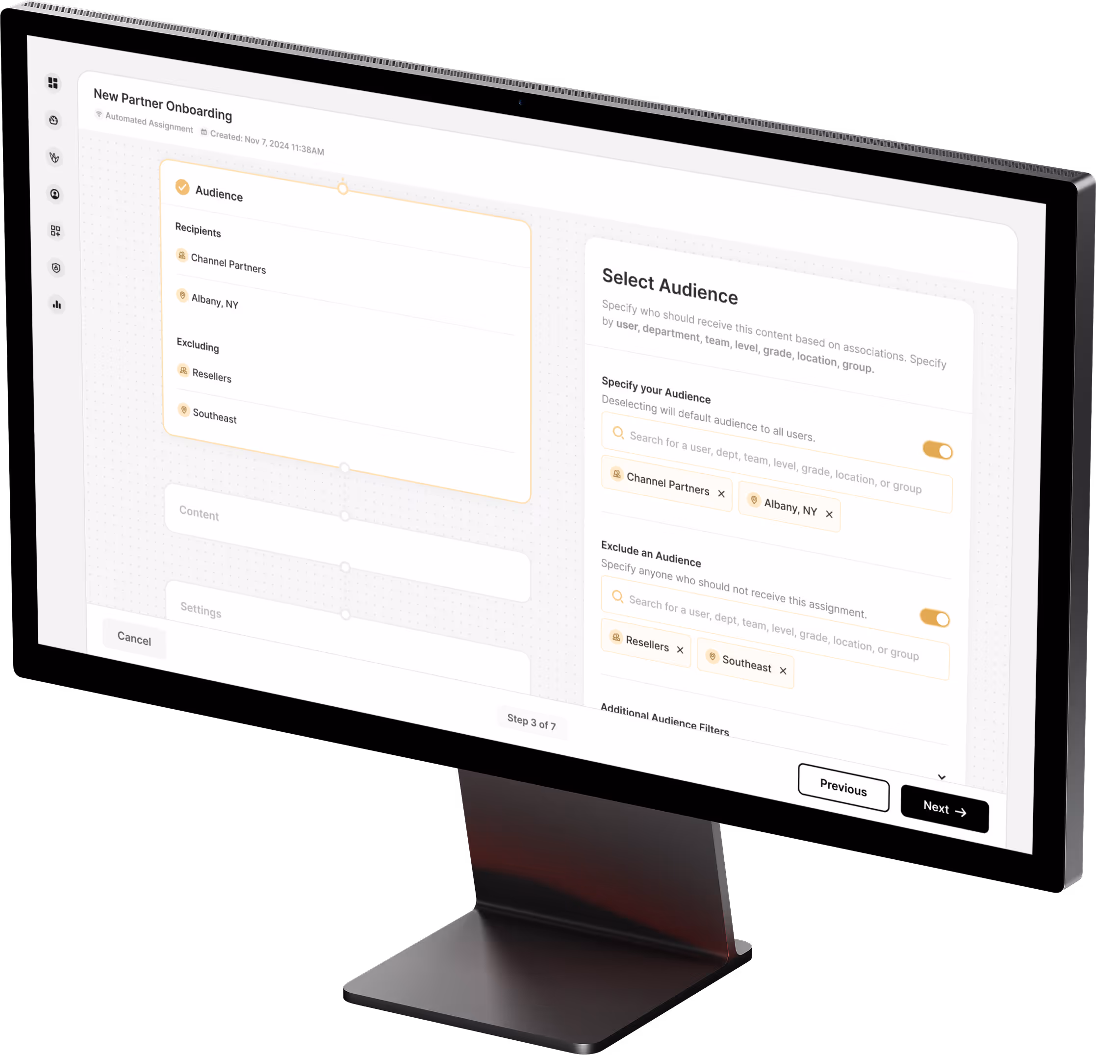 Continu's Assignment automated workflow builder feature on desktop mockup.