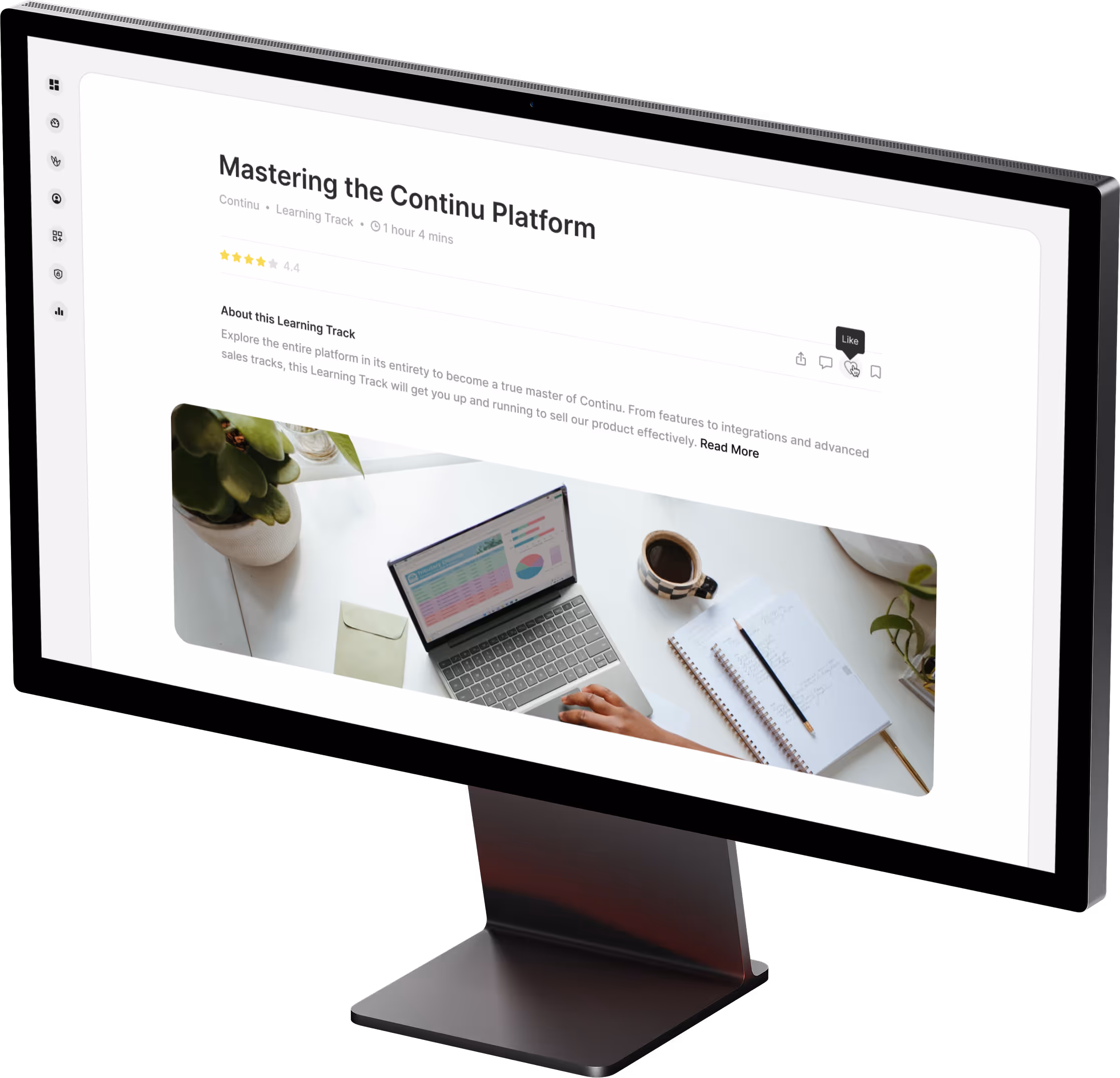 Continu's Learning Track feature on a desktop mockup.